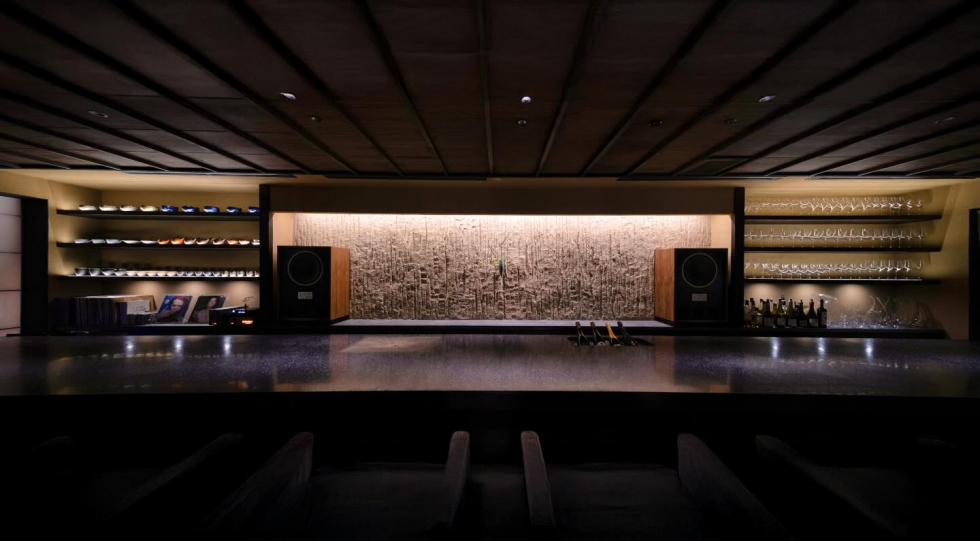 Interior of wine bar Ueru, Kyoto, Japan.