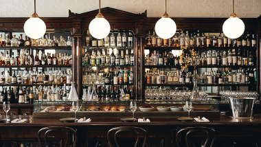 The counter at Apoteca wine bar and restaurant in Adelaide, South Australia.