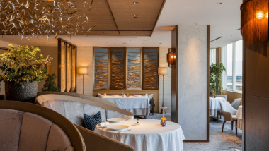 Interior of restaurant Dominique Bouchet "LE RESTAURANT", Kyoto, Japan.