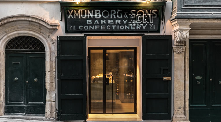 Exterior of restaurant Noni, Valletta, Malta.