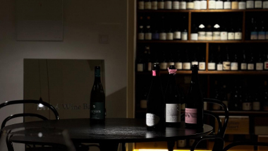Interior of Le Pré Wine Bar, Düsseldorf, Germany.
