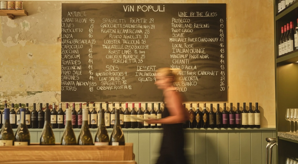 Interior of Vin Populi, Fremantle, Australia.