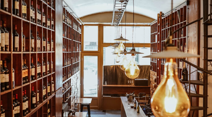 Merlot D'Or Wine Bar, a wine bar in Prague, Czech Republic.