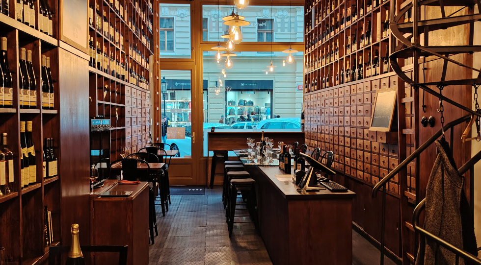 Merlot D'Or Wine Bar, a wine bar in Prague, Czech Republic.