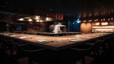 Chef's counter at Frantzén three-Michelin-star restaurant in Stockholm, Sweden.