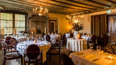 The dining room of Dominic restaurant in Tallinn, Estonia.