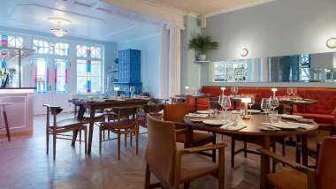 Tables at Lee Brasserie in Tallinn, Estonia.